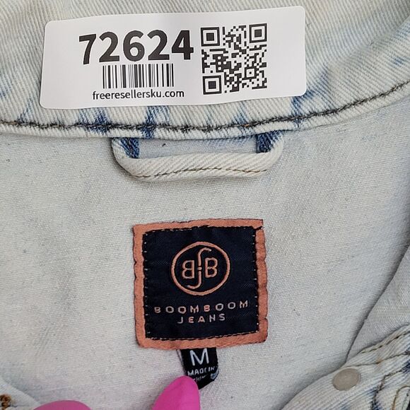 Pop-Art Denim Jacket Womens Medium 19x23 Faded Light-Wash - Picture 6 of 14